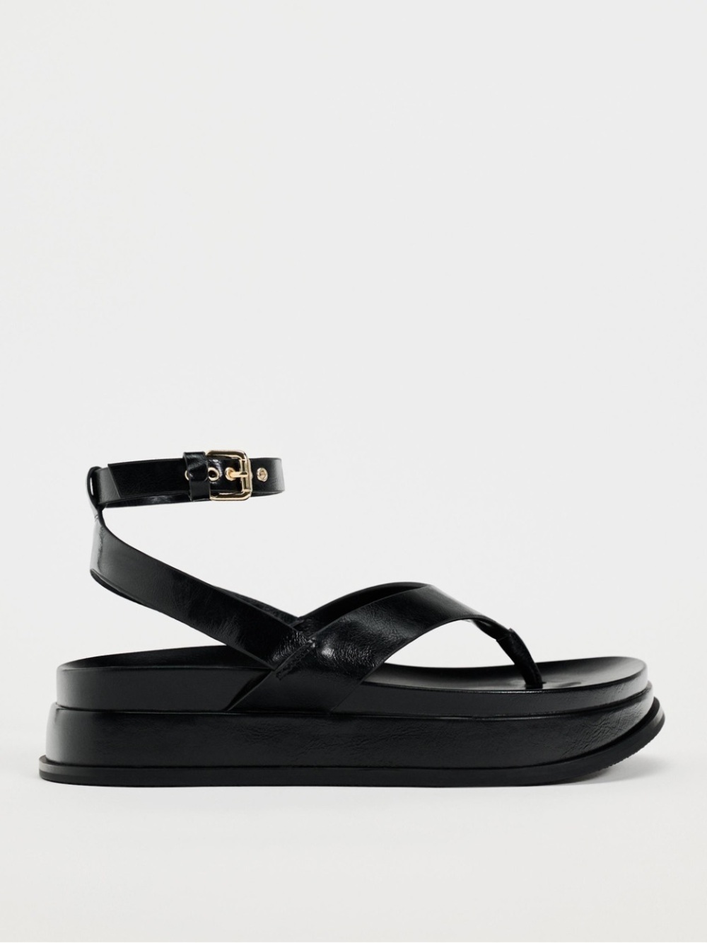 Zara Platform Sandals Wrap Around Ankle Black shoes